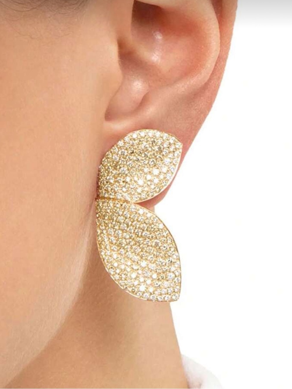 REVOLVE Gold Pavé Double Leaf Drop Earrings